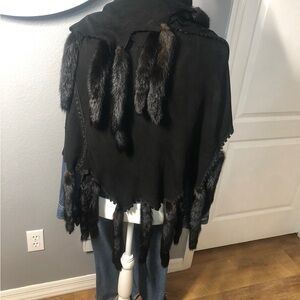 Sale!!! Designer Marilyn Blumer Calfskin Suede Cape with 27 Mink Tails!